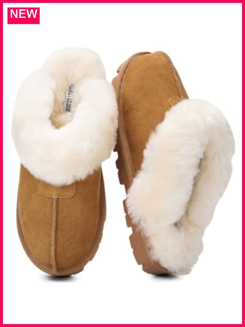 Genuine Leather Fur-Lined Clog Slippers Memory Foam Non-Slip Indoor Outdoor